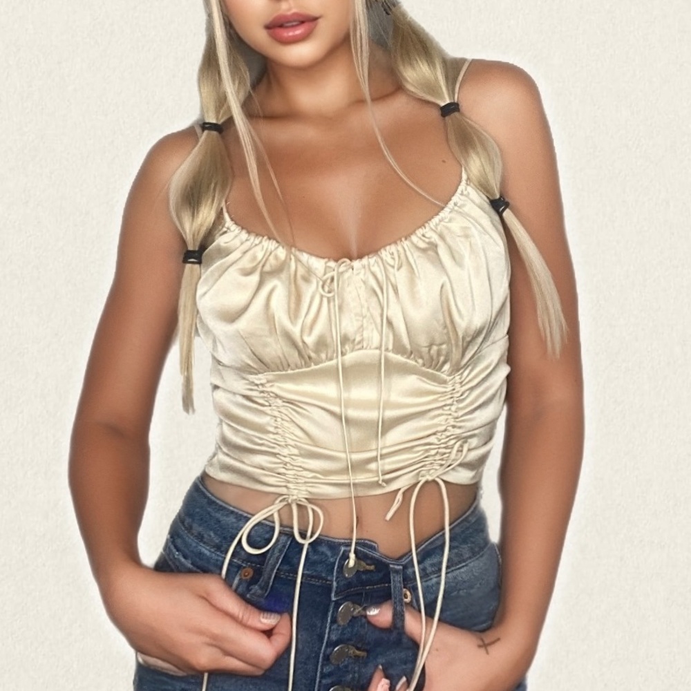 Cotton Candy Cream Ruched Crop Top